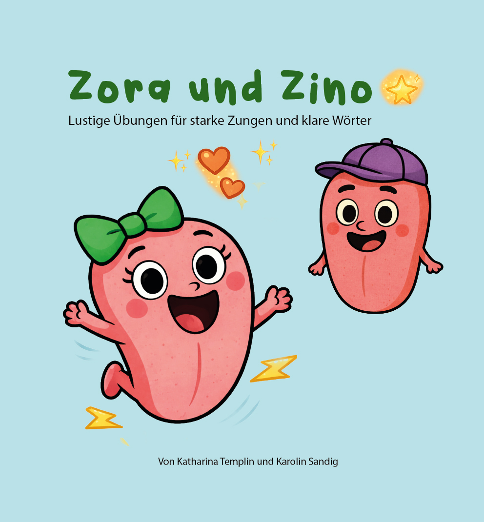 Buchcover: Zora und Zino — zwei fröhliche Zungen-Figuren